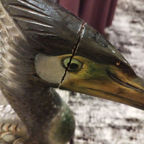Wooden exotic bird used, large carved sculpture