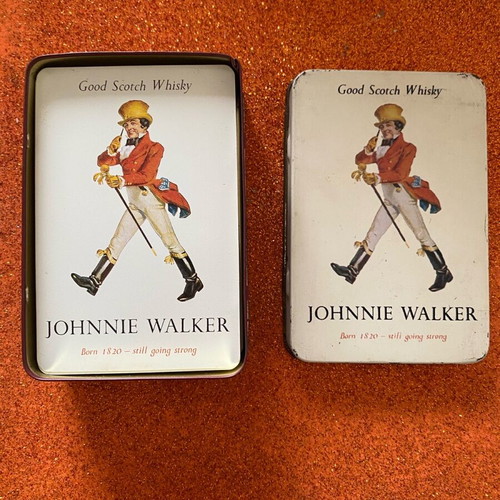 Johnnie Walker collectible playing cards in metal box used