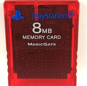 Επισκευάστηκε/ Refurbished PS2 PlayStation 2 Memory Card / Κάρτα Μνήμης 8MB Διάφανο Κόκκινο