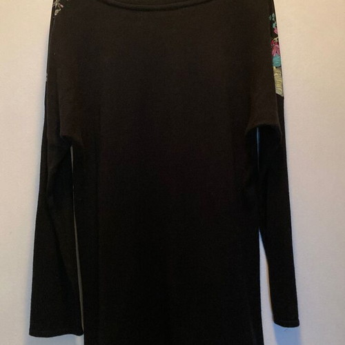 Floral long dress blouse, black, size M
