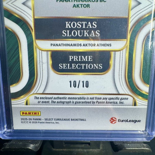 Kostas Sloukas Panini Select EuroLeague FOTL Gold Prizm Jersey Patch Autograph 10/10