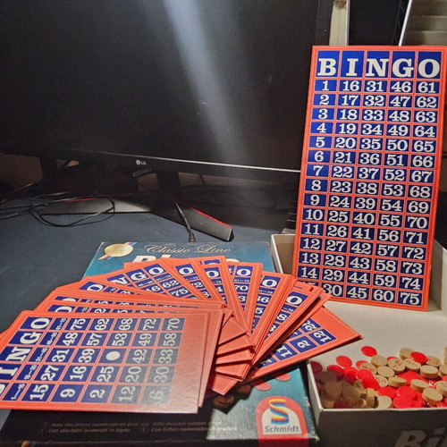 Bingo board game used, Schmidt Spiele, wooden tiles, 2-4 players