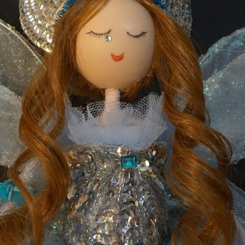 Blue fairy handmade doll in circular frame new