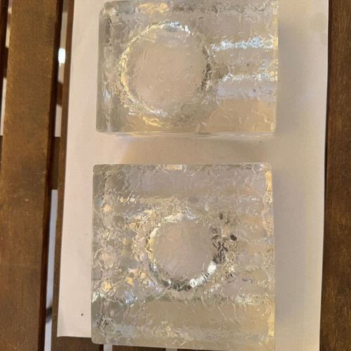 KOSTA BODA vintage ice glass ashtray set of 2 by Rolf Sinnemark
