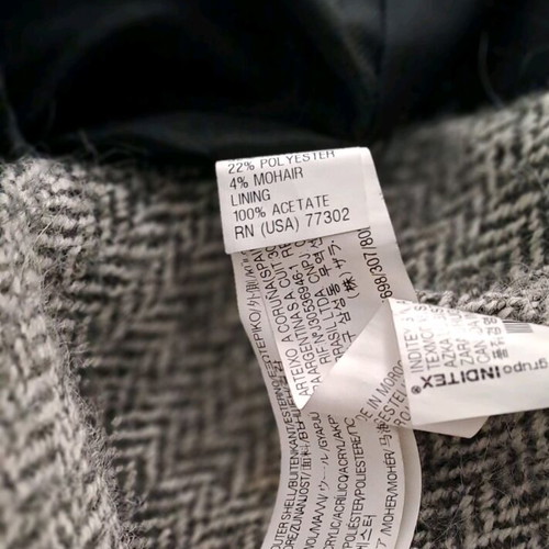 Zara Basic Herringbone Military Wool Blend Coat like new, size L