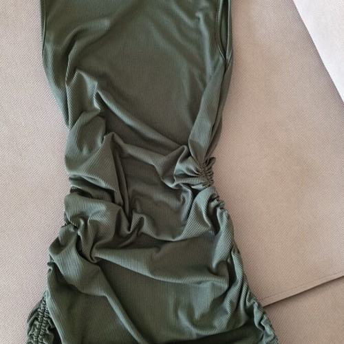 Shein olive dress like new, size S with side ruching