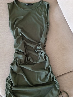 Shein olive dress like new, size S with side ruching