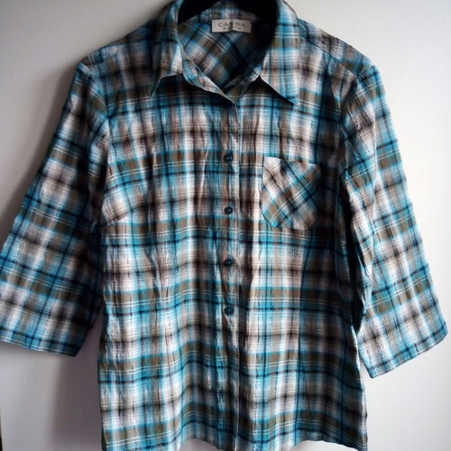 Canda XXL women's checked shirt like new, turquoise and brown