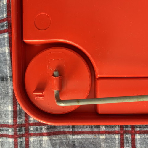 IKEA red plastic bed trays used, set of 2