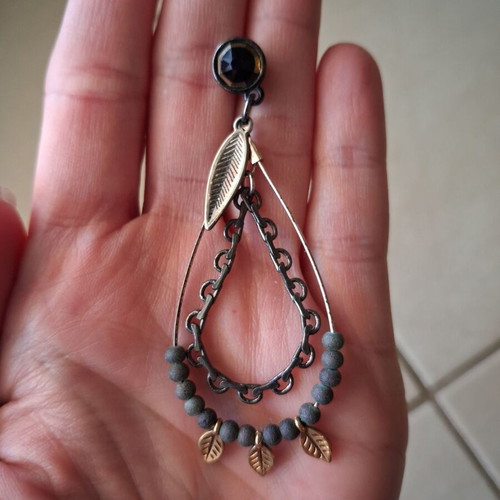 Earrings used black with gold accents