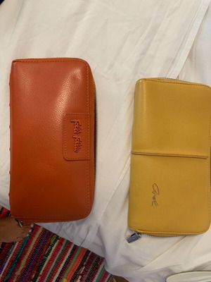 Leather branded wallets used