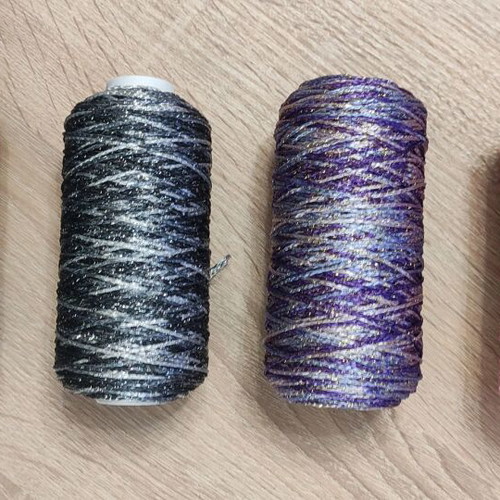 Metallic Thread knitting yarn with iridescent thread, black, gray, purple, pink new