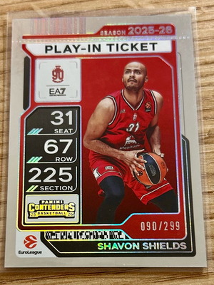 Αριθμημένη Κάρτα Shavon Shields Armani Milano Panini Euroleague 2025-26 καινούργιο