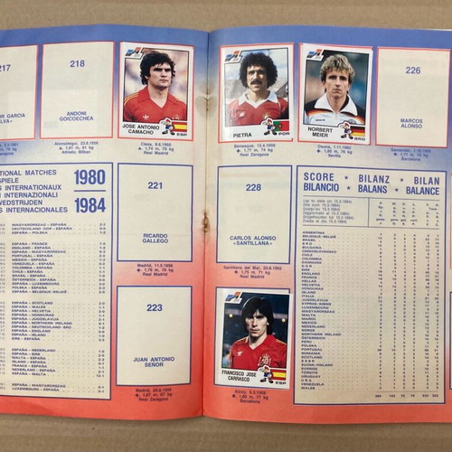 Panini 1984 UEFA EURO 84 Album used, 70 of 258 stickers completed