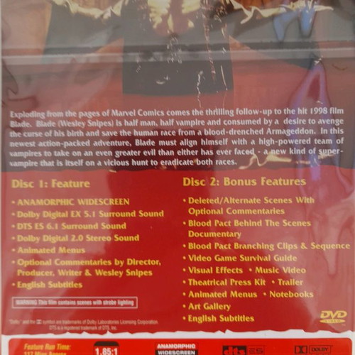 Blade II DVD used, 2-disc set, English subtitles