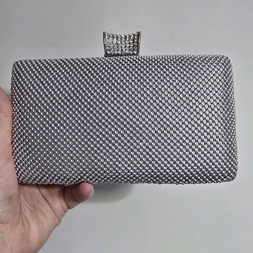 Clutch bag silver like new with chain for shoulder