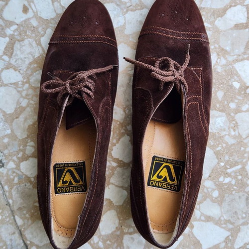 Verbano Brown Suede Oxford Shoes New, Made in Italy