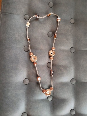 Long necklace like new with stones and leather cord