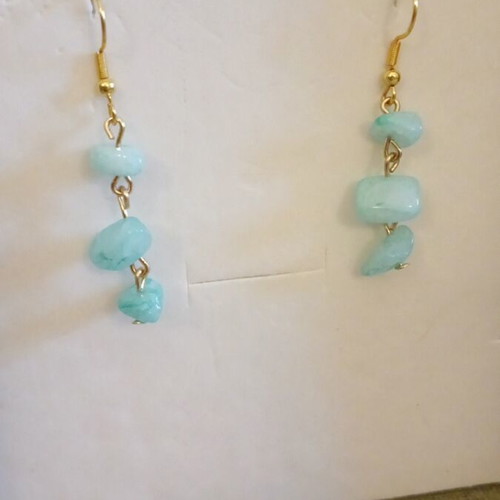 Earrings with nephrite semi-precious stones and steel clasp new