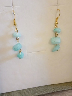 Earrings with nephrite semi-precious stones and steel clasp new