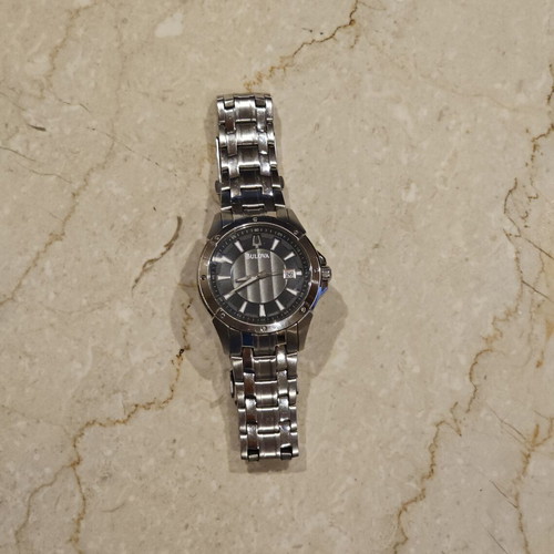 Bulova 96B169 wristwatch, stainless steel, quartz, date display
