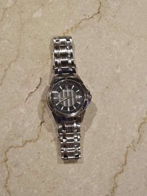 Bulova 96B169 wristwatch, stainless steel, quartz, date display