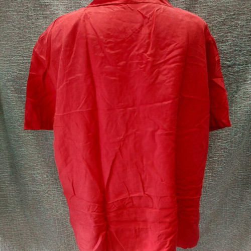 Vintage silk women's short-sleeve shirt red XL like new
