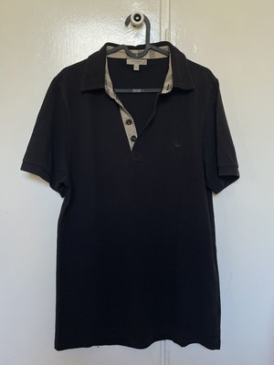 Burberry London polo shirt used, 100% cotton, size L, black