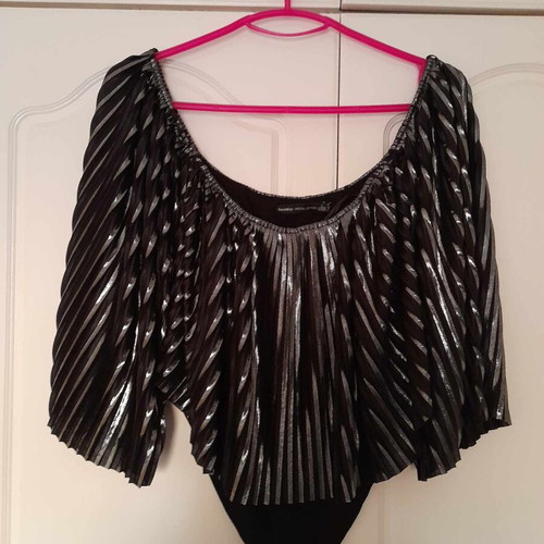 Bershka black and silver bodysuit, size S