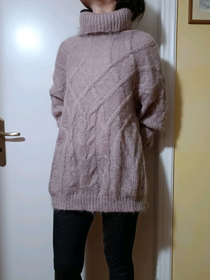 Zara oversized sweater pink gray like new, wool blend with turtleneck