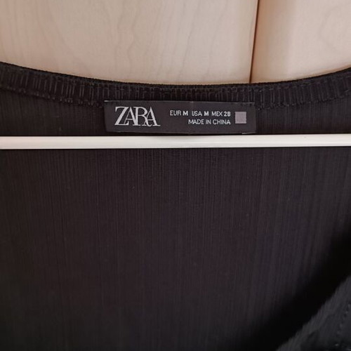 ZARA Black Long-Sleeve Bodysuit Like New With Sheer And Feathers
