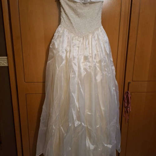 Vintage handmade wedding dress 60s'-70s' like new, size XS-S, beige