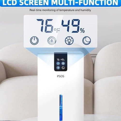 PSOS Dehumidifier 2.8L with Touchscreen and Humidity Detection, White