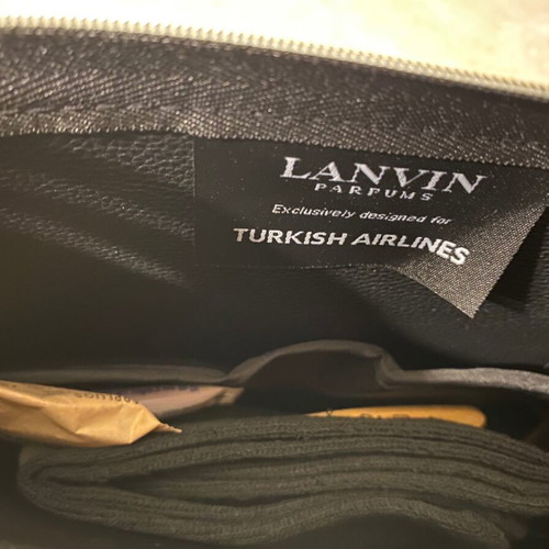 Lanvin toiletry bag new black leatherette with travel cosmetics