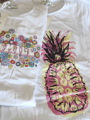 Susy Mix T-shirts new, pack of 2, one size, white and multicolor