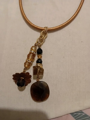 Necklace new with cord and hanging beads brown