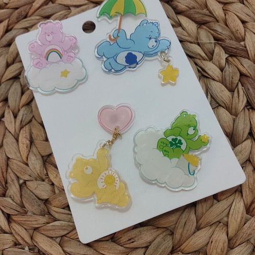 Carebears pins new, set of 4 acrylic pieces
