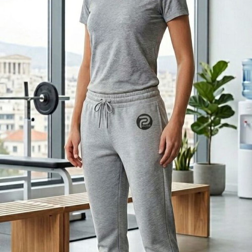 Warm high-waisted sweatpants used, gray