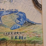 Landscape oil pastel in frame by Petros Skourtis new
