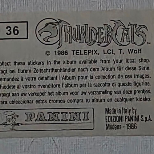 1986 Panini Thundercats Sticker #36