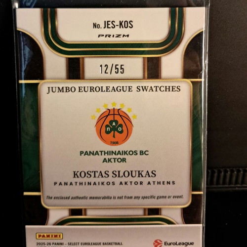 Kostas Sloukas Jumbo Euroleague Swatches 2025-26 Panini Select