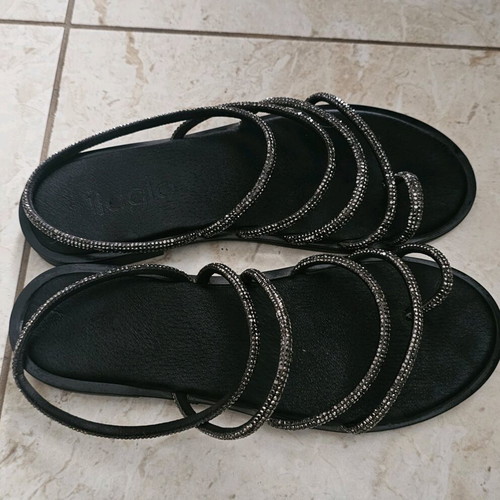 Ligglo low sandals with rhinestones like new, size 37, black