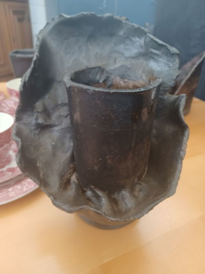 Ceramic designer vase used, anthracite color