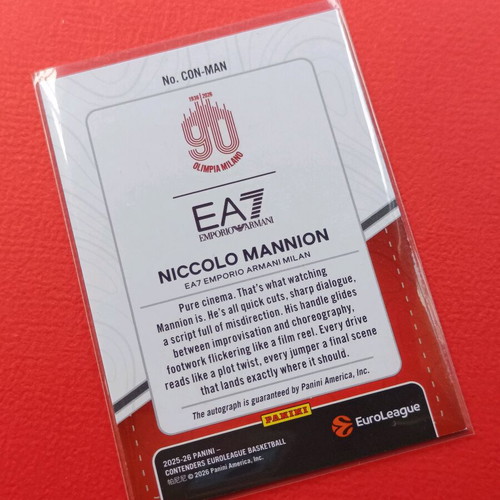Niccolò Mannion Red AUTO /49 Panini Contenders EuroLeague 2025-26 card like new