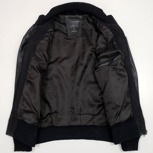 Jack & Jones men's leather bomber jacket like new, size M, black