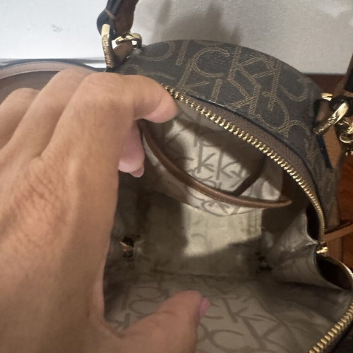 Calvin Klein round crossbody bag, brown