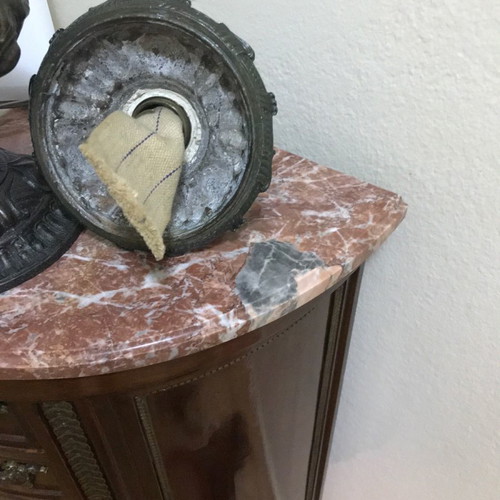 Antique lamp used with brass base and opaline shade