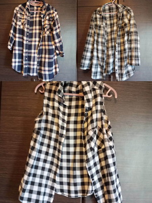 Checked shirts set like new, size M, three pieces