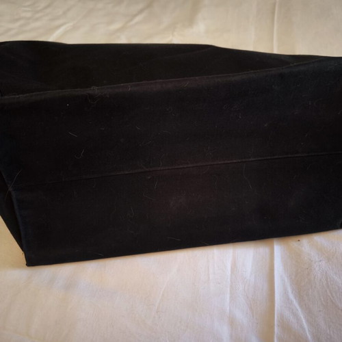 Tote bag like new, black canvas with wooden handles