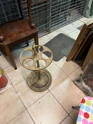Carved brass umbrella stand used, 5 slots, 60cm height